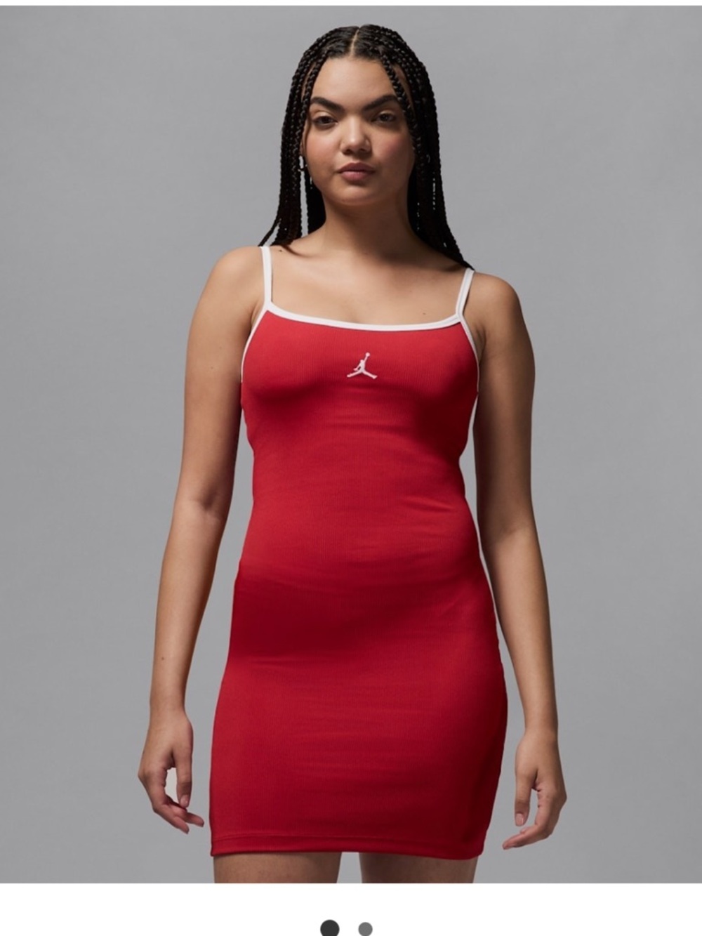 Jordan Red Ribbed Slip Dress with White Contrast Trim Size Small